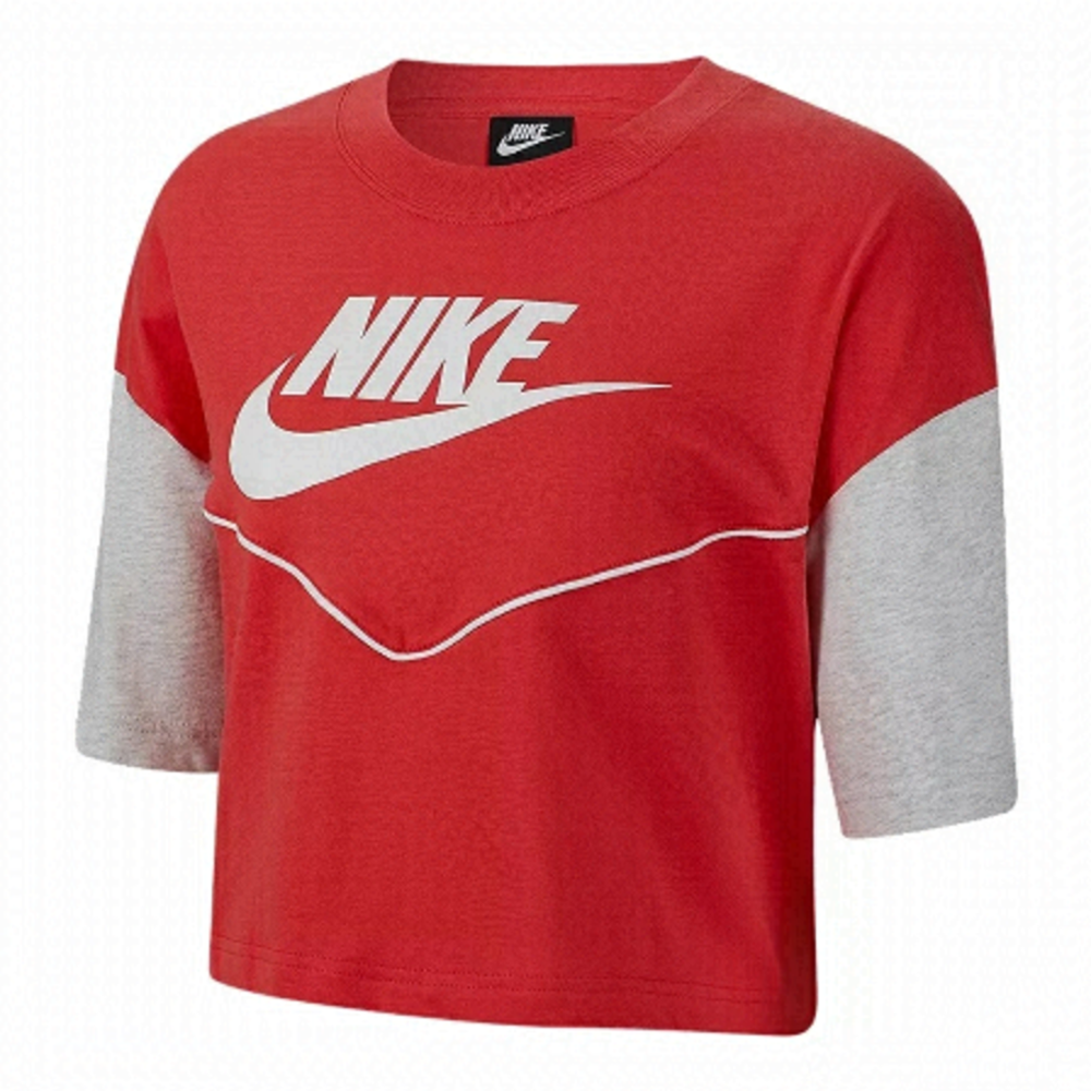 NEW Nike Sportswear Windrunner Chevron Cropped Boxy Oversized T-shirt Top in Red